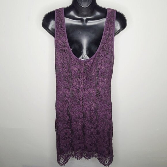 Aritzia Wilfred Grape Lace Scoop Neck Mini Dress - Picture 5 of 7